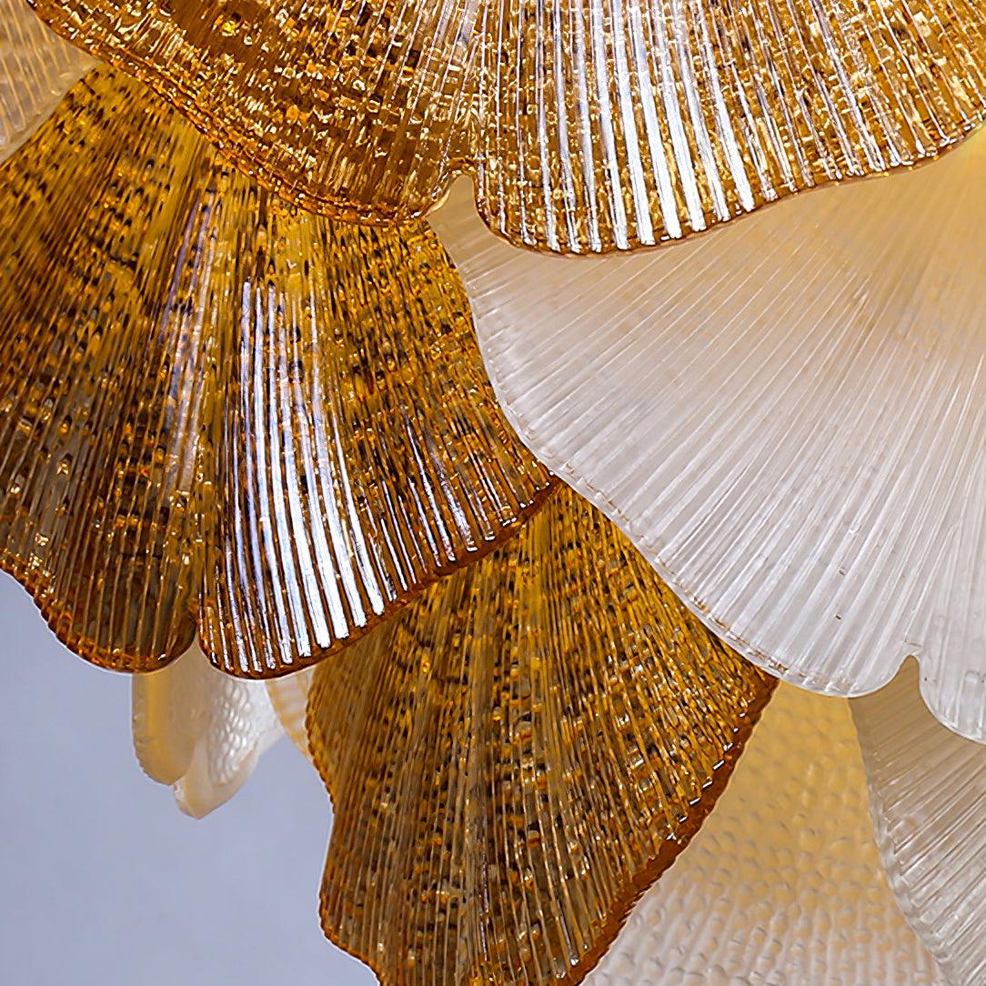 Fionel Amber and White Glass Leaf Chandelier - Neutralighting