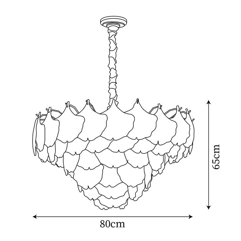Fionel Amber and White Glass Leaf Chandelier - Neutralighting