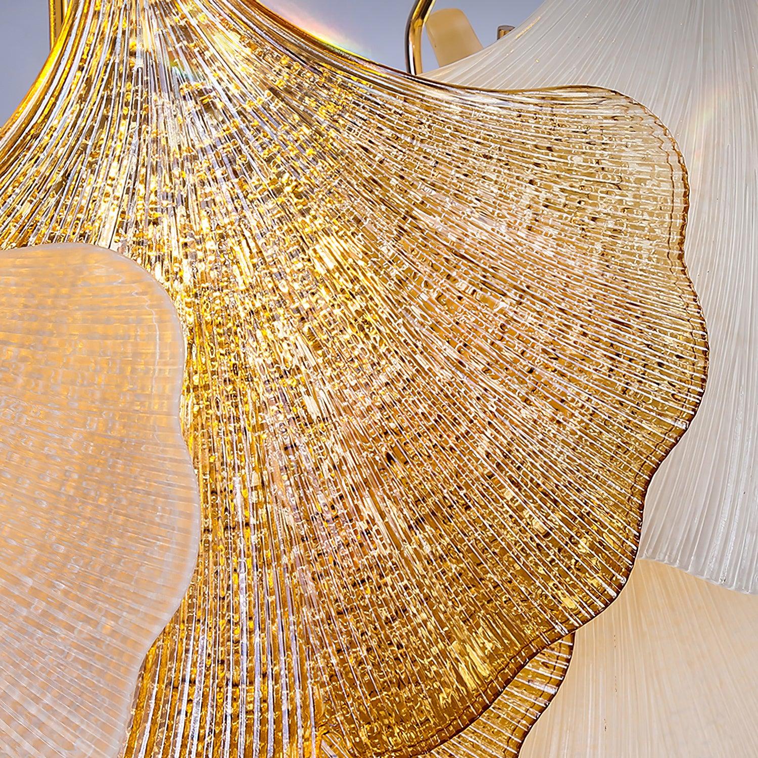 Fionel Amber and White Glass Leaf Chandelier - Neutralighting