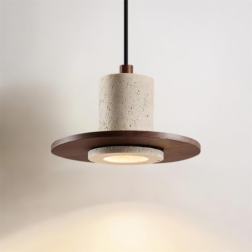 Ritta Travertine Pendant Light Top-hat Shape - Neutralighting