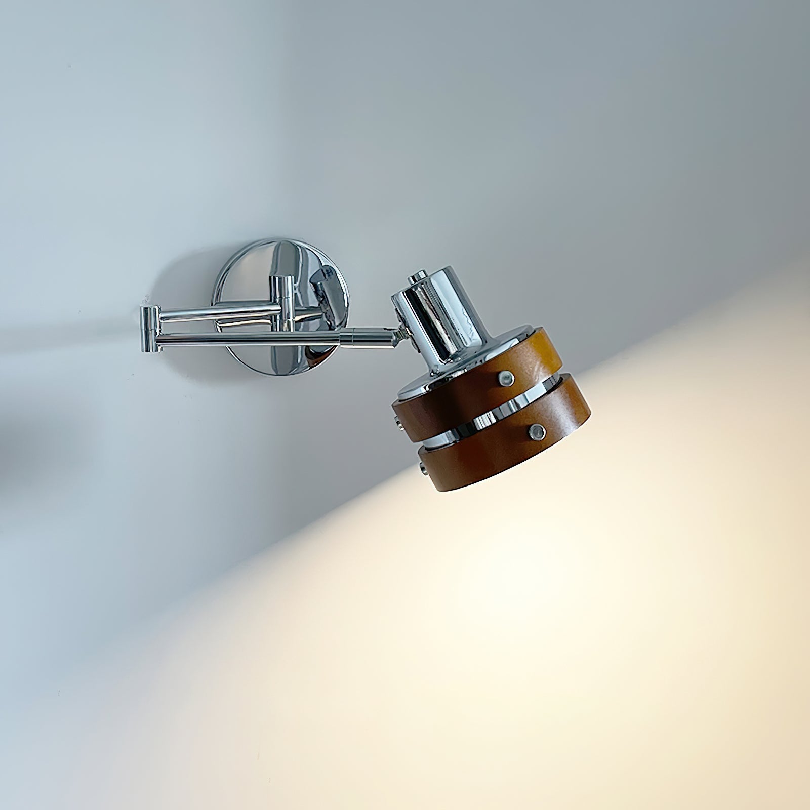 Wall Lamp Metal & Wood Barrel Shade Adjustable Mid-Century - Neutralighting