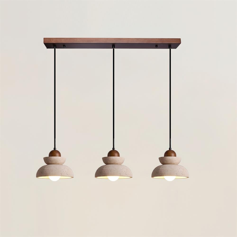 Pendant Lamp Travertine Shade Wood Modern Nordic Beige Walnut - Neutralighting