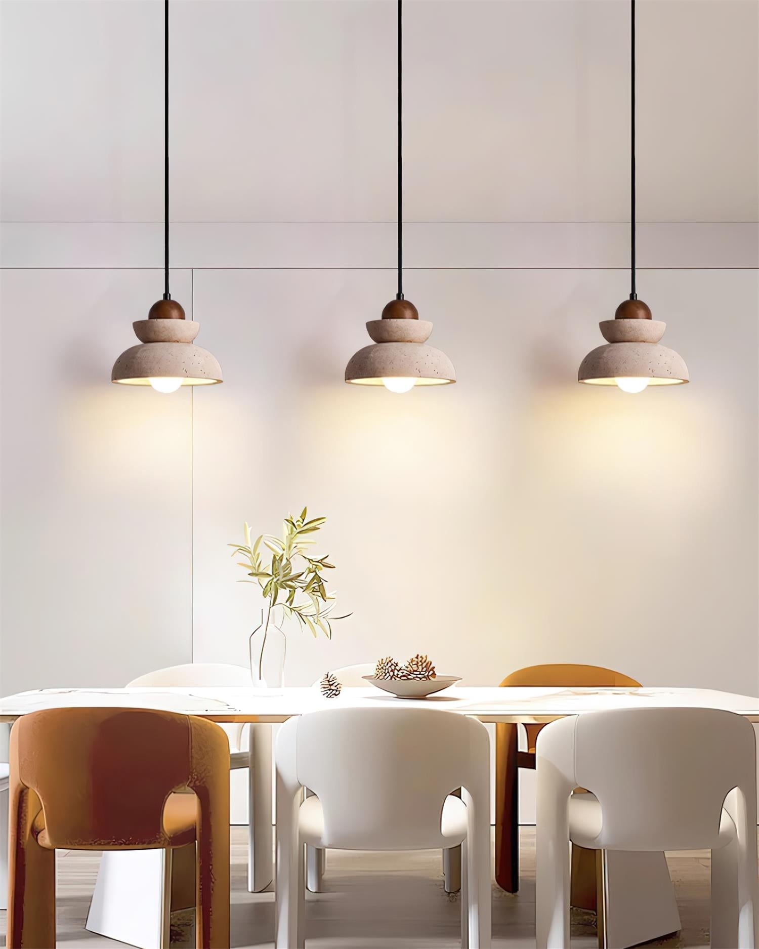 Pendant Lamp Travertine Shade Wood Modern Nordic Beige Walnut - Neutralighting