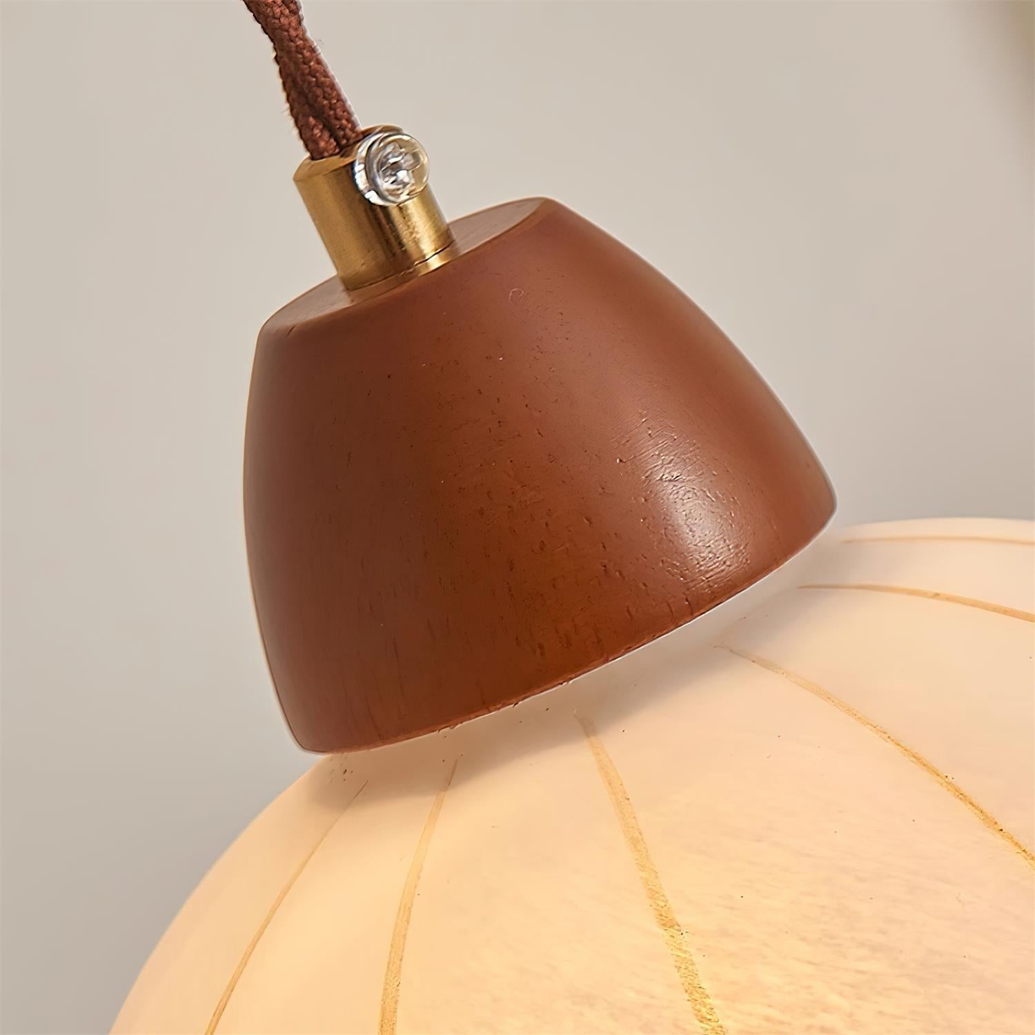 Pendant Lamp Glass Dome Shade Walnut Wood Accent Minimalist - Neutralighting