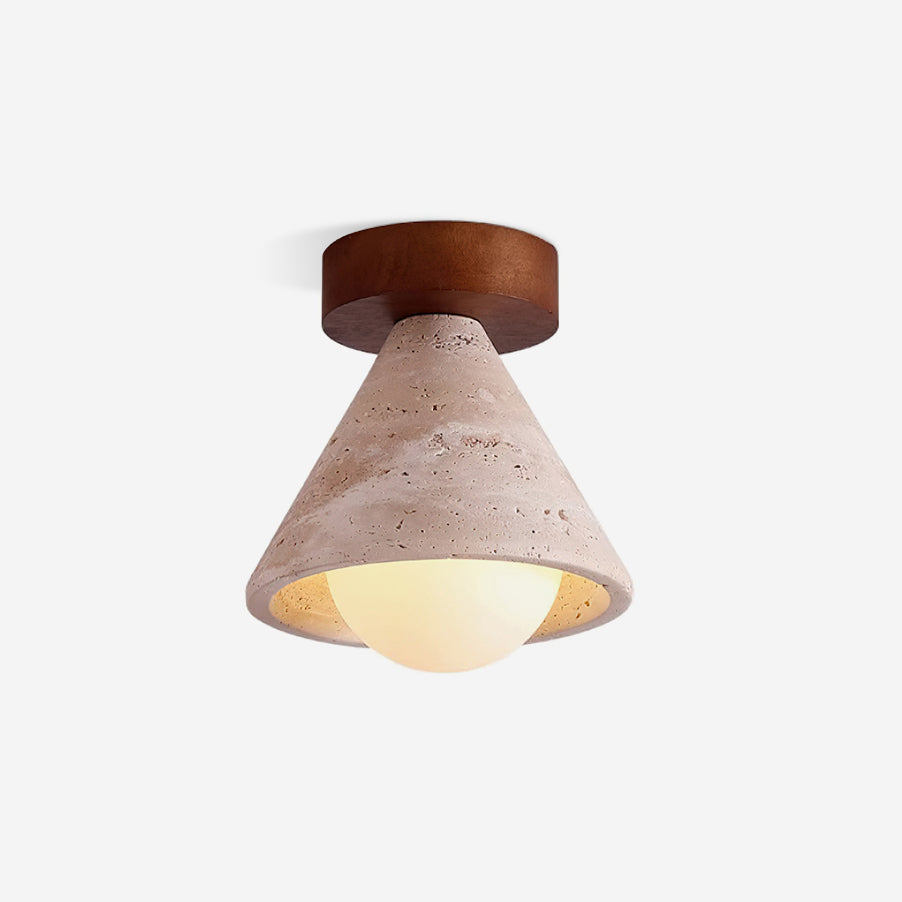 Hudon Travertine Cone Flush Mount Ceiling Light - Neutralighting