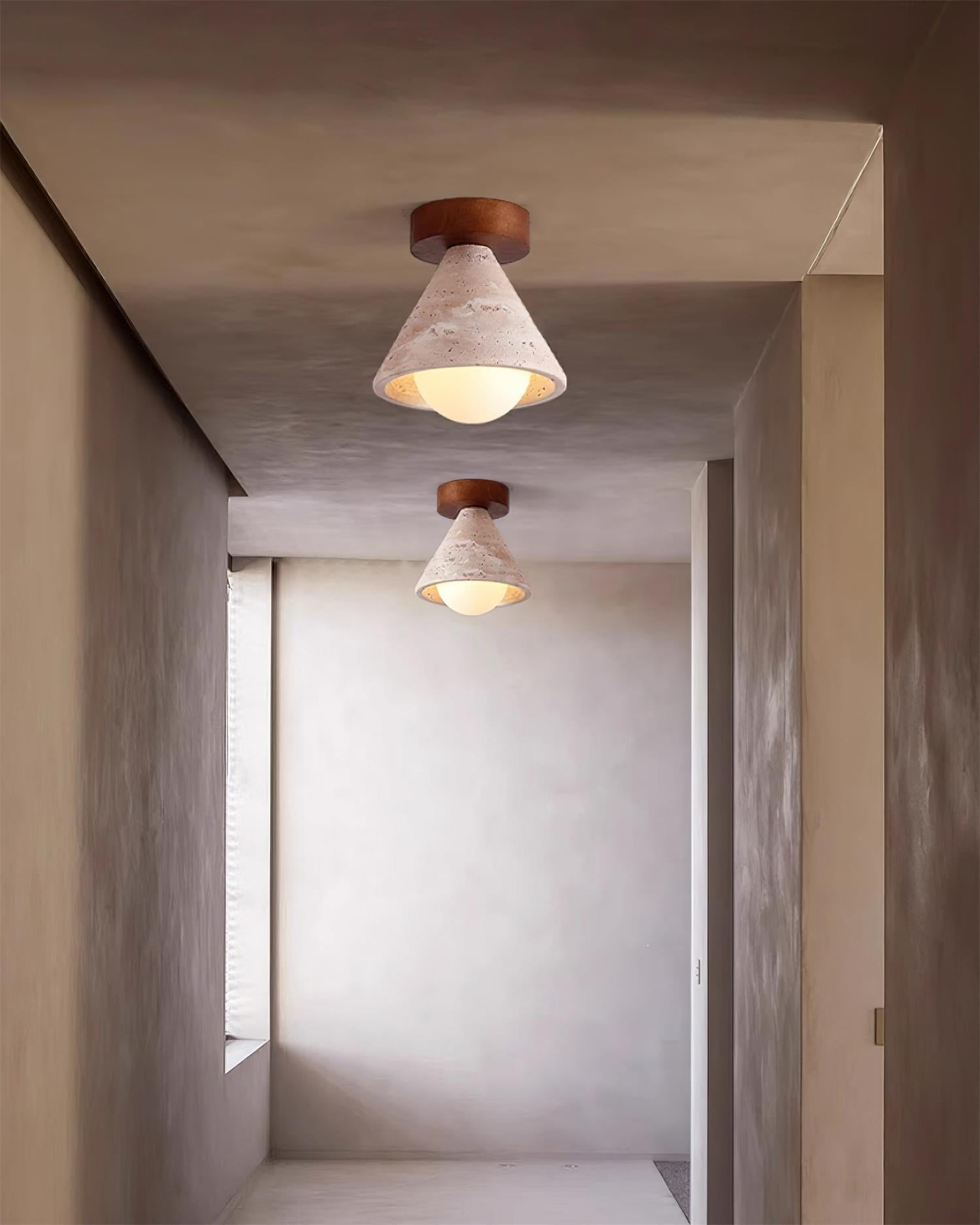 Hudon Travertine Cone Flush Mount Ceiling Light - Neutralighting