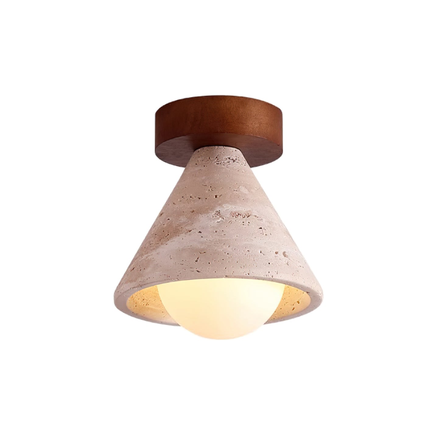 Hudon Travertine Cone Flush Mount Ceiling Light - Neutralighting