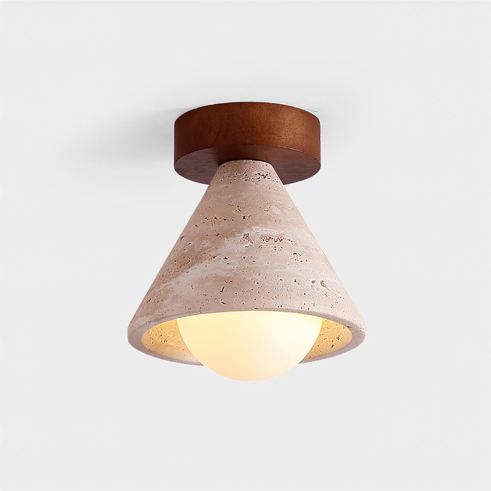 Hudon Travertine Cone Flush Mount Ceiling Light - Neutralighting