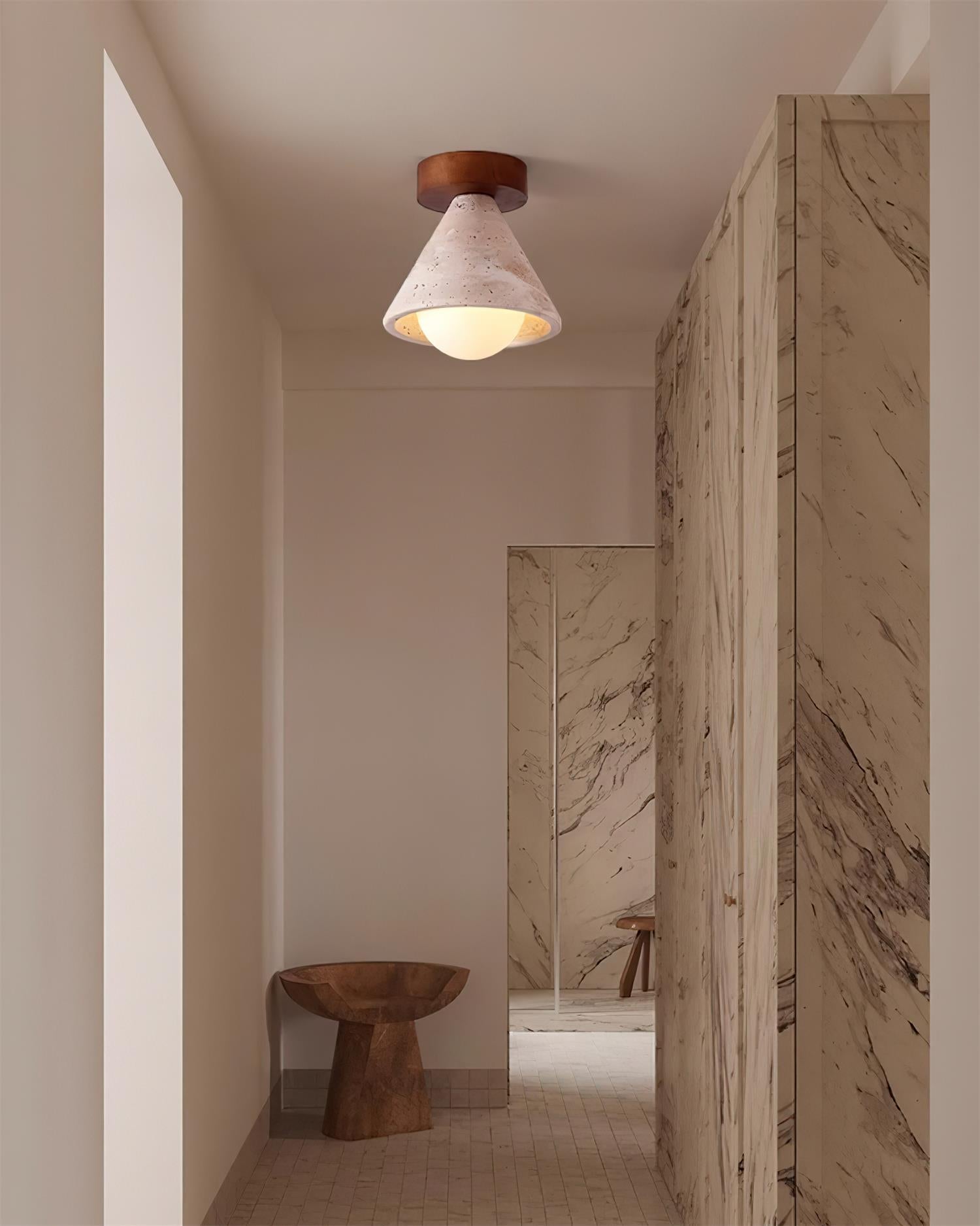 Hudon Travertine Cone Flush Mount Ceiling Light - Neutralighting