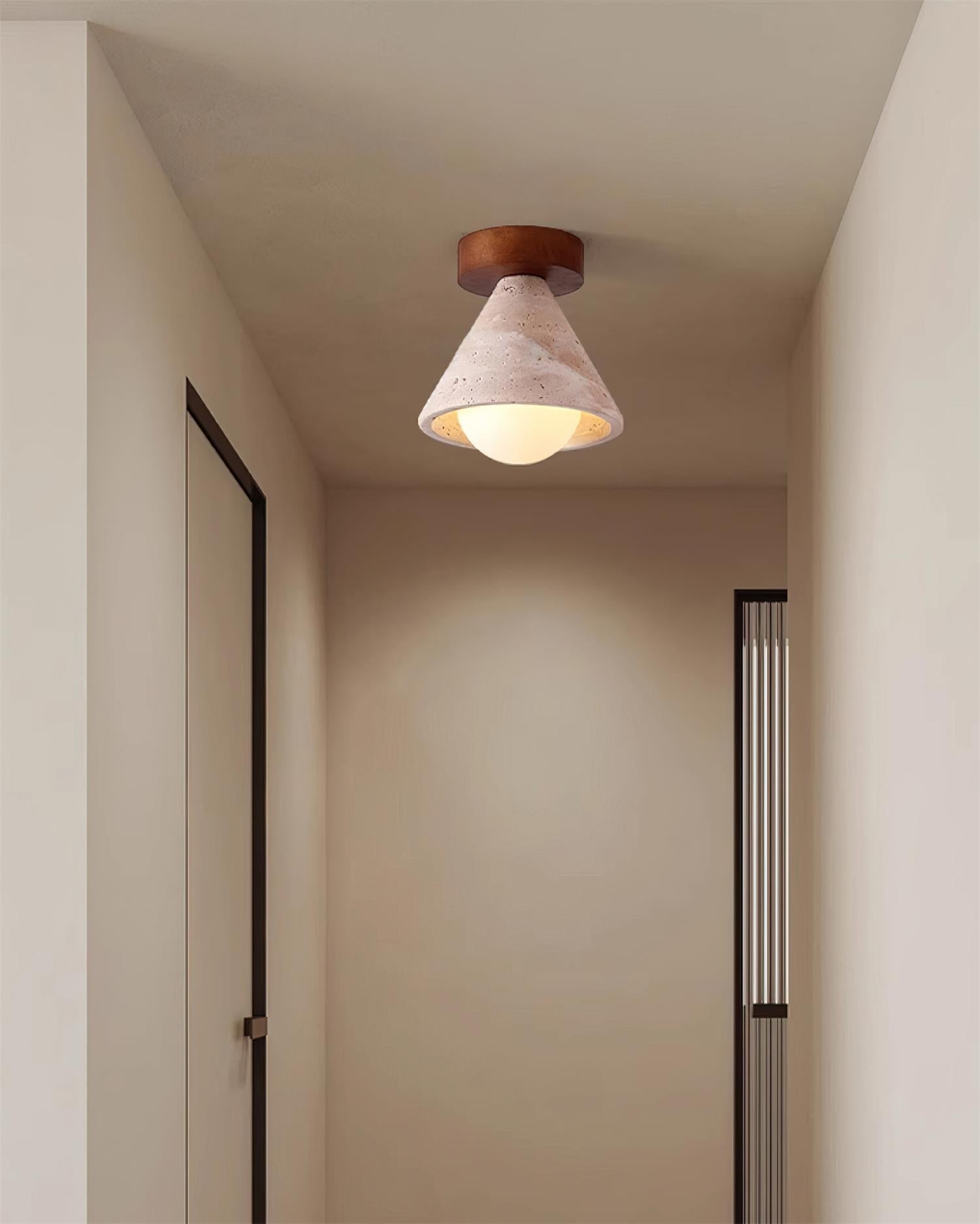 Hudon Travertine Cone Flush Mount Ceiling Light - Neutralighting
