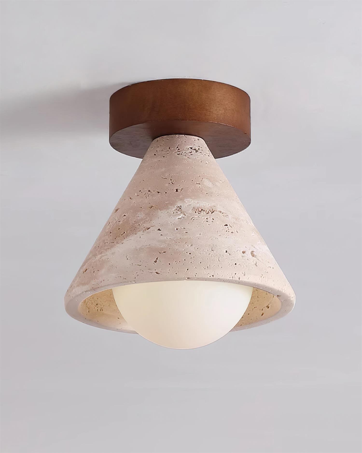Hudon Travertine Cone Flush Mount Ceiling Light - Neutralighting