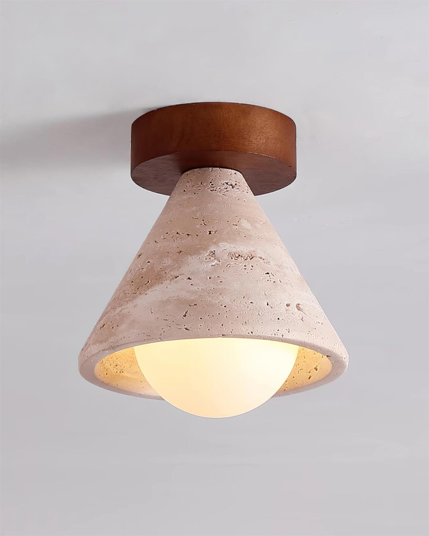 Hudon Travertine Cone Flush Mount Ceiling Light - Neutralighting
