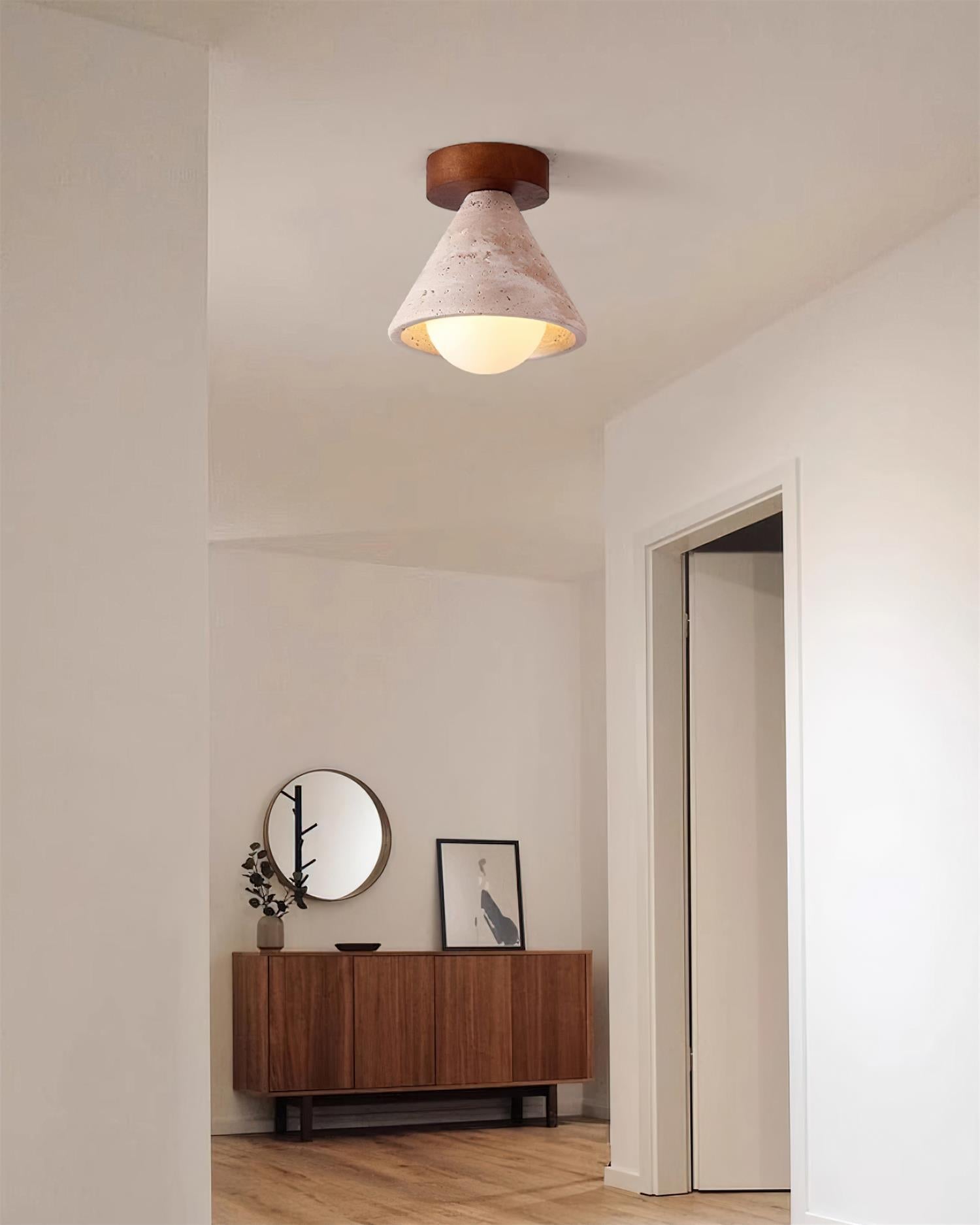 Hudon Travertine Cone Flush Mount Ceiling Light - Neutralighting