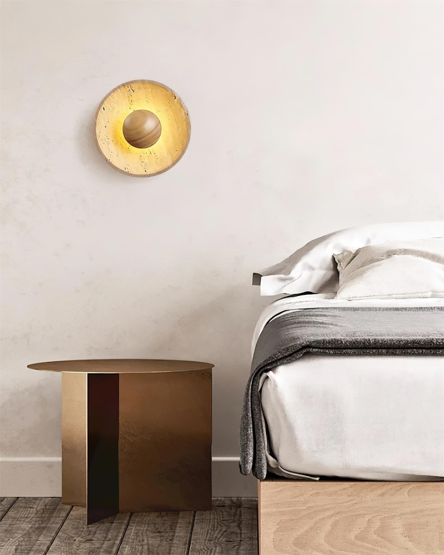 Gionne Wood & Travertine Wall Lamp - Neutralighting