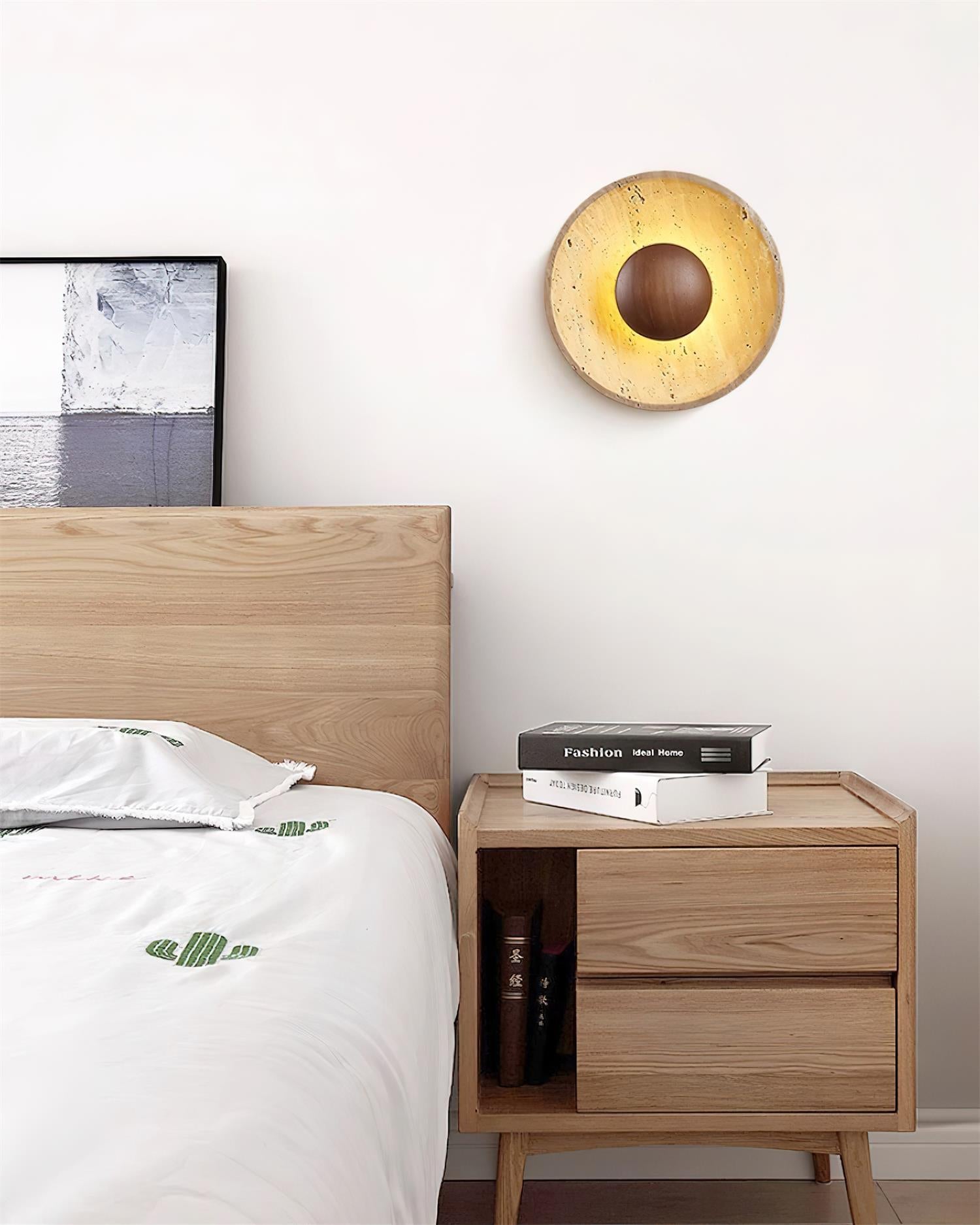 Gionne Wood & Travertine Wall Lamp - Neutralighting