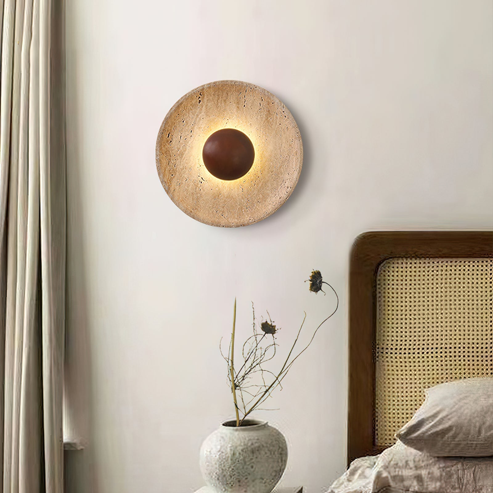 Gionne Wood & Travertine Wall Lamp - Neutralighting