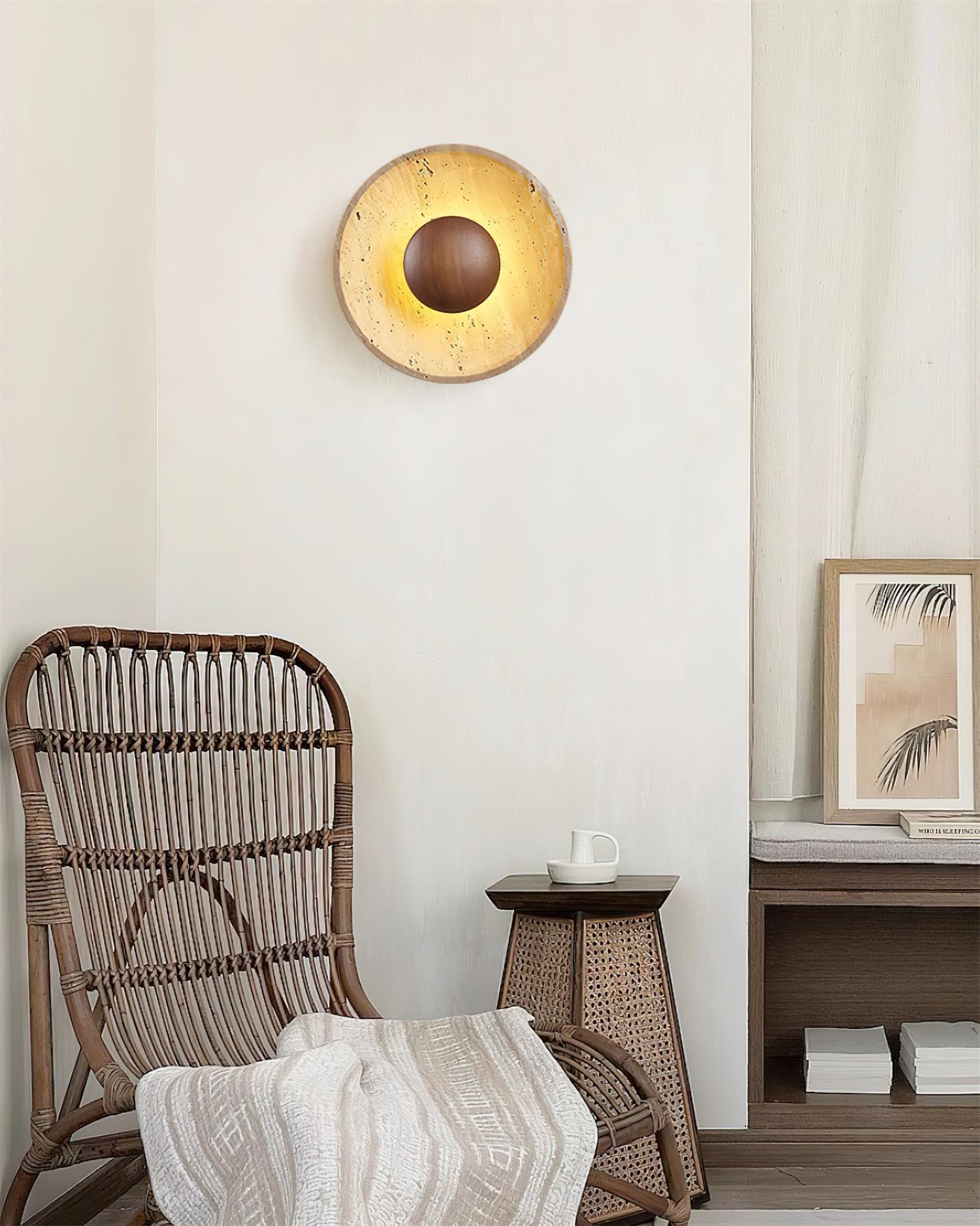 Gionne Wood & Travertine Wall Lamp - Neutralighting