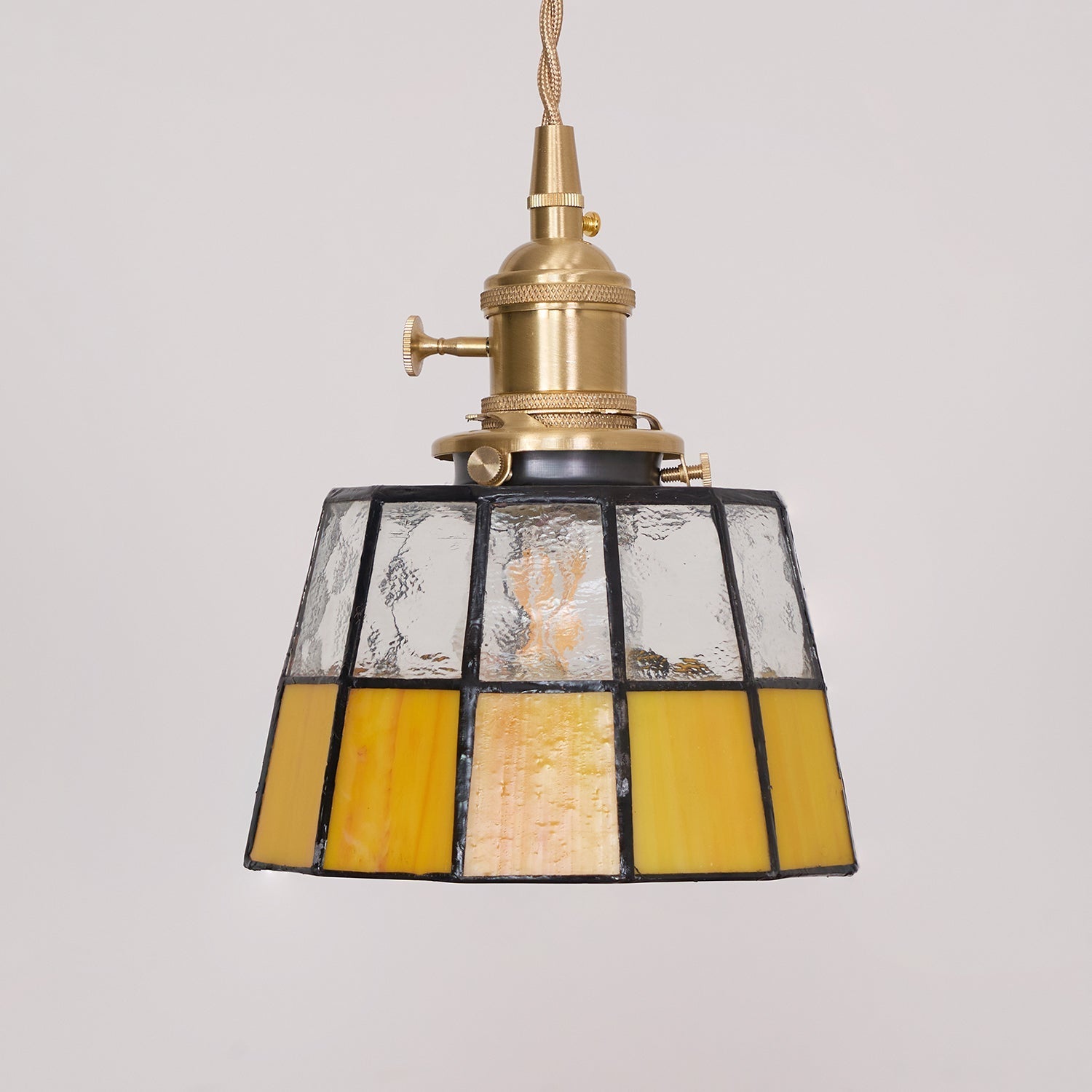 Pendant Lamp Stained Glass Shade Vintage Pattern Brass Retro - Neutralighting