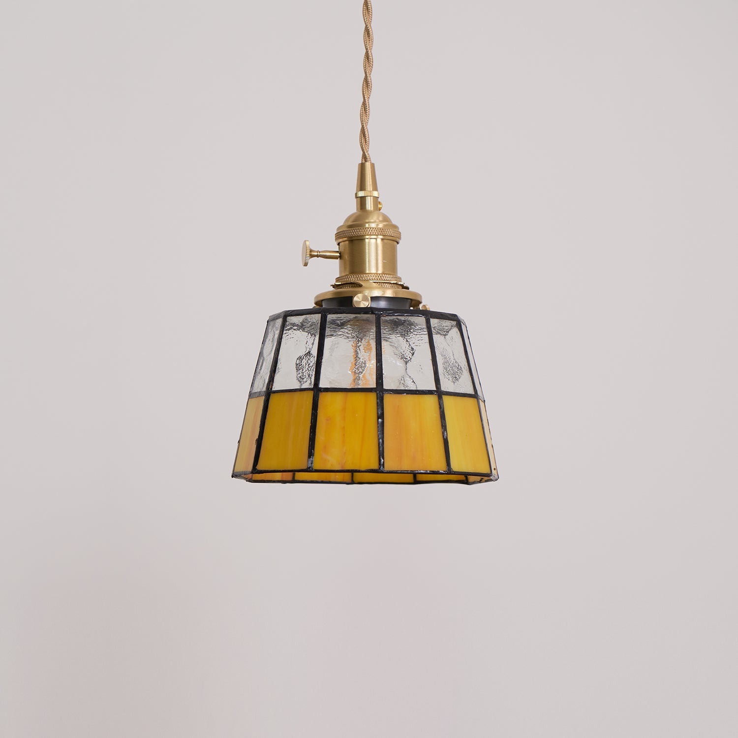 Pendant Lamp Stained Glass Shade Vintage Pattern Brass Retro - Neutralighting
