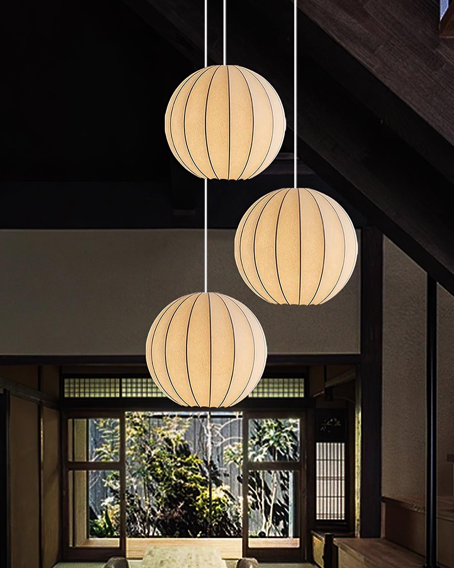 Pendant Light Silk Ribbed Globe Modern Minimalist Ambient Dining - Neutralighting