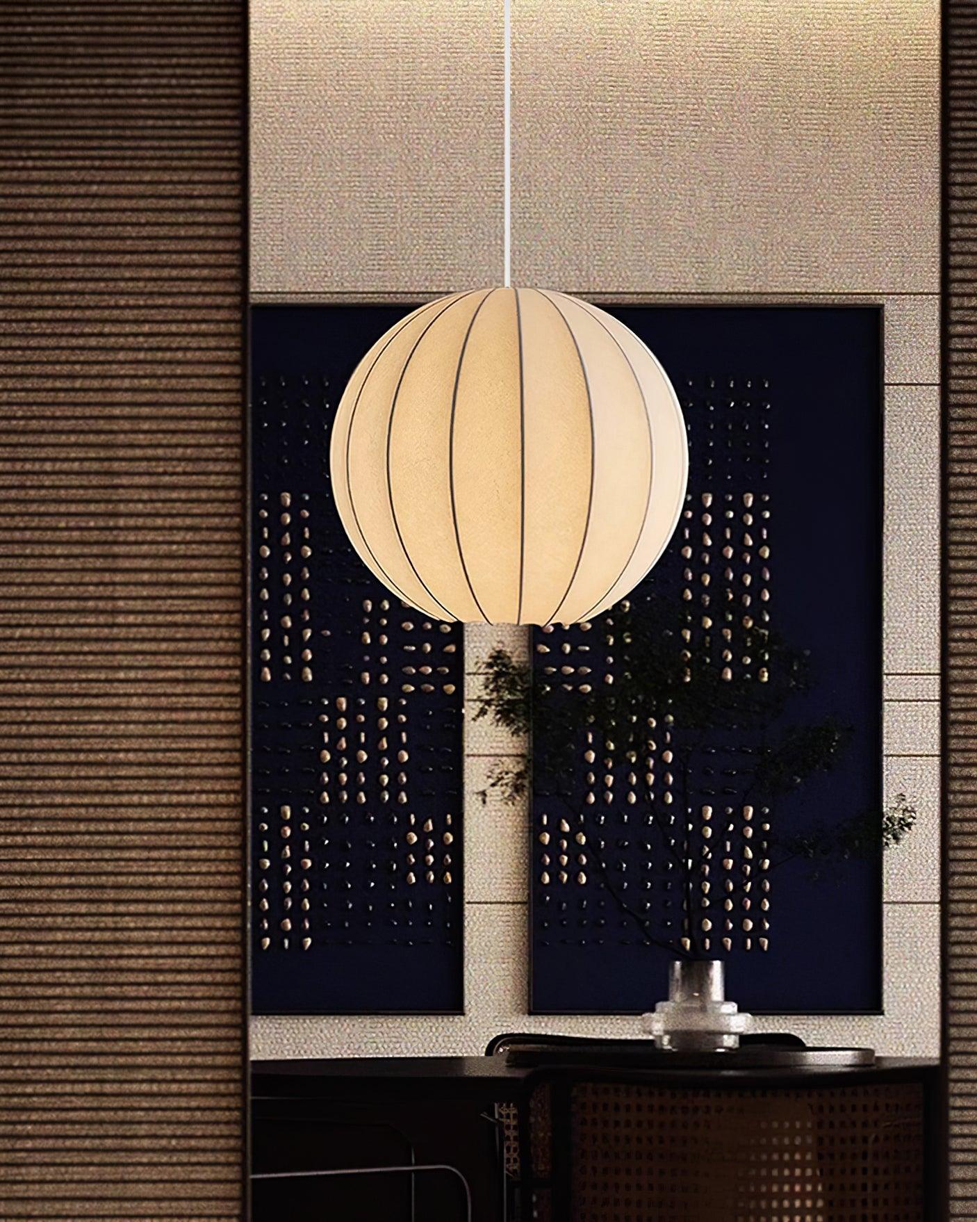 Pendant Light Silk Ribbed Globe Modern Minimalist Ambient Dining - Neutralighting