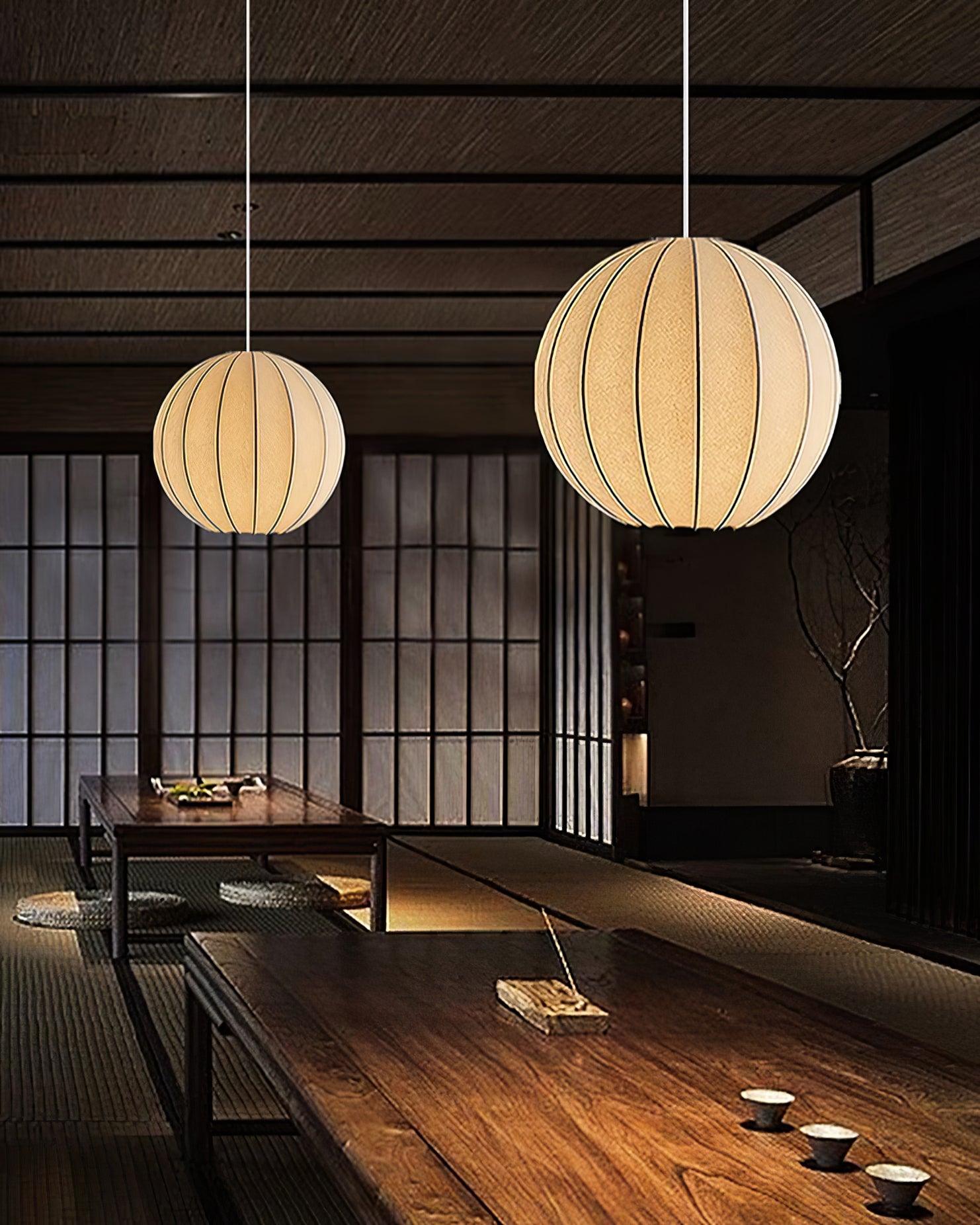 Pendant Light Silk Ribbed Globe Modern Minimalist Ambient Dining - Neutralighting