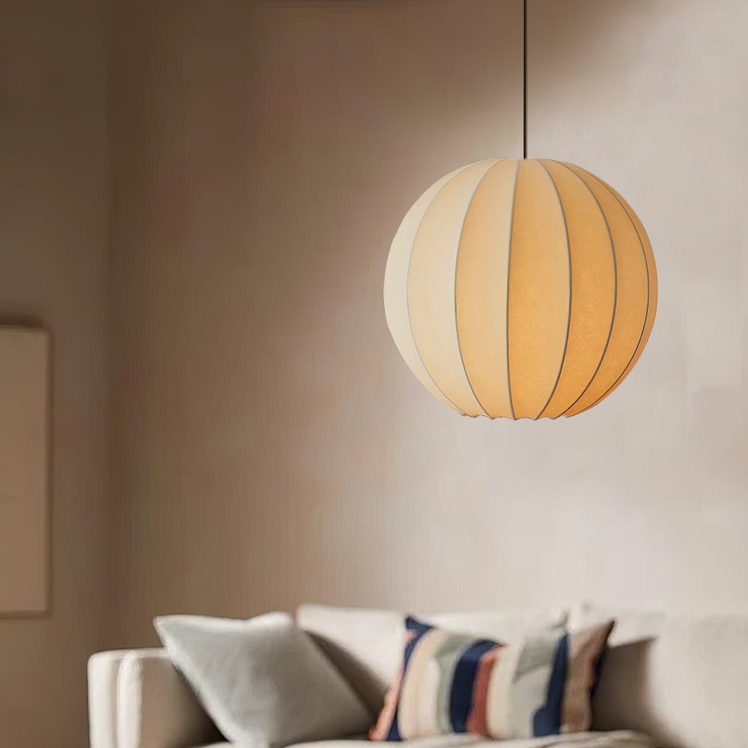 Pendant Light Silk Ribbed Globe Modern Minimalist Ambient Dining - Neutralighting