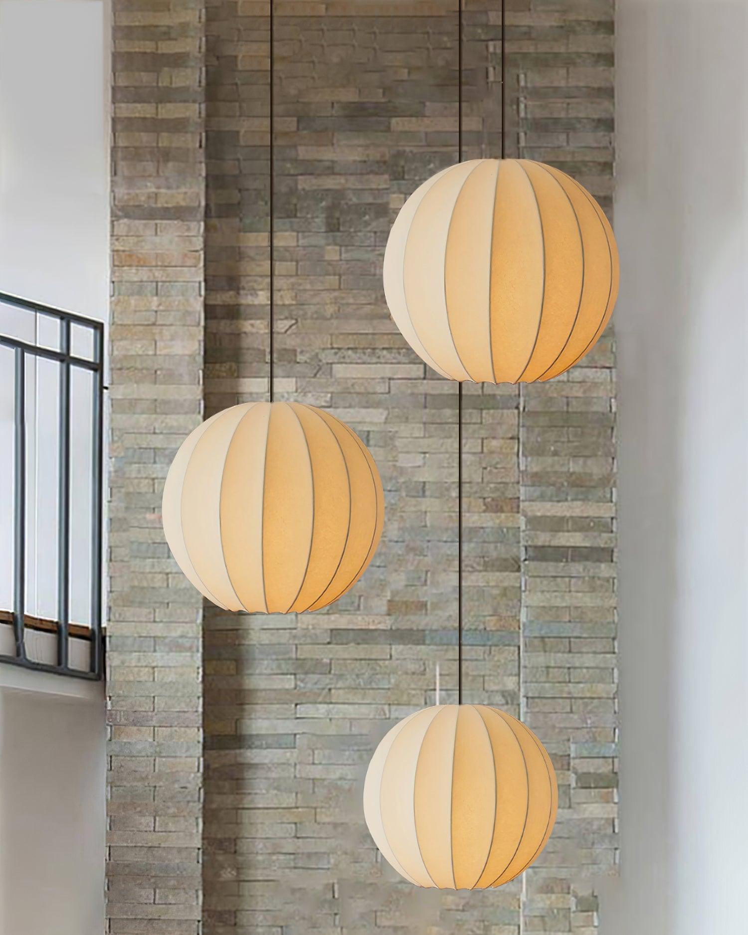 Pendant Light Silk Ribbed Globe Modern Minimalist Ambient Dining - Neutralighting