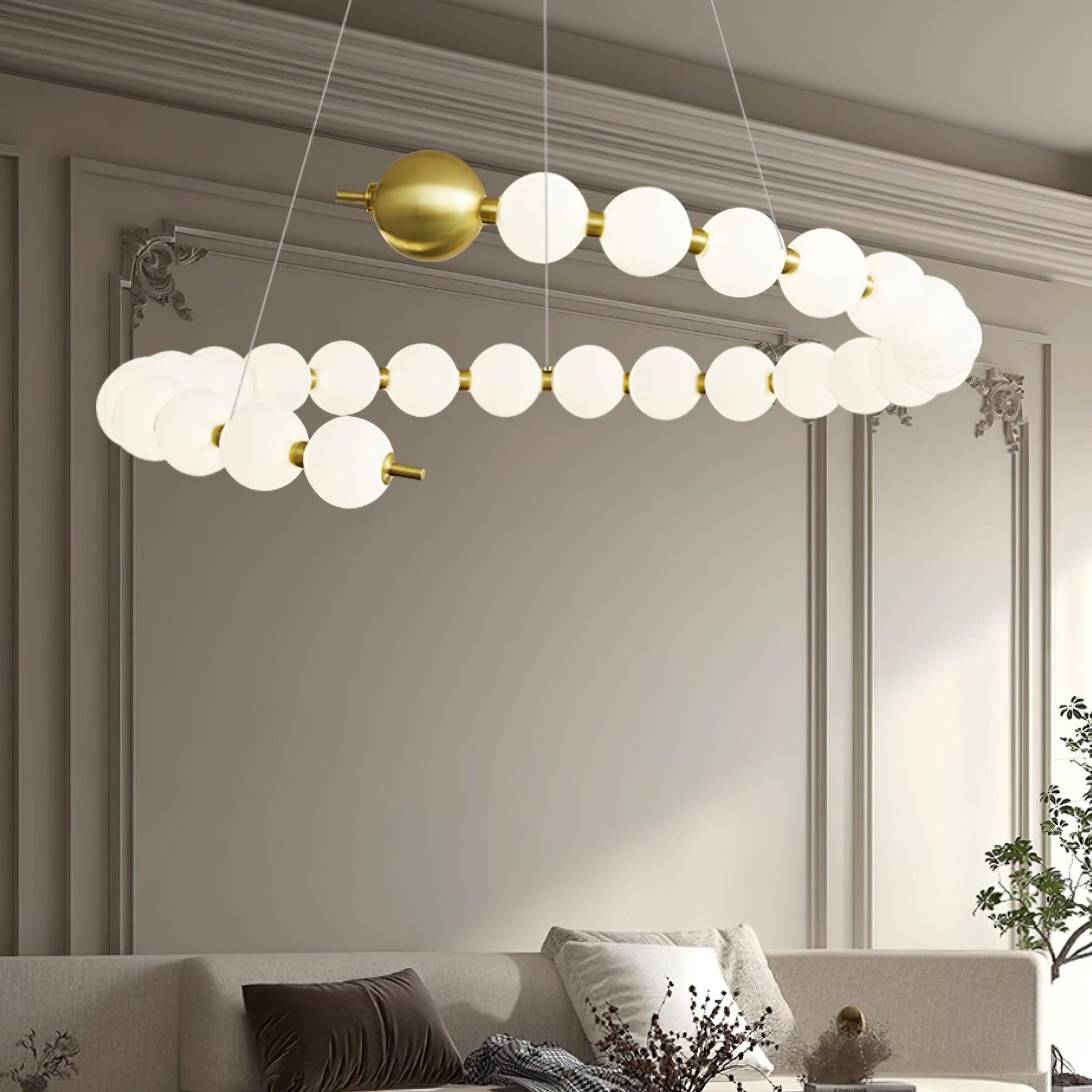 Chandelier Brass Ring Acrylic Spheres Modern Minimalist - Neutralighting