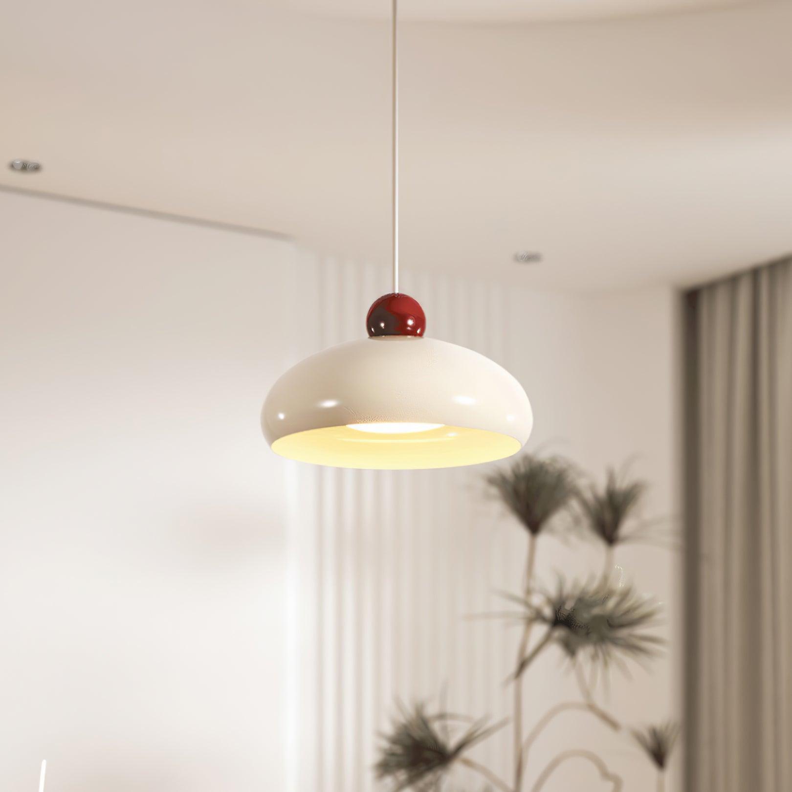 Pendant Light Dome Shade White Red - Neutralighting