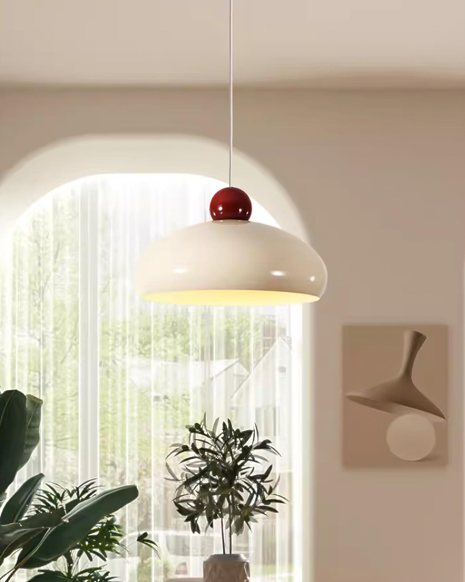 Pendant Light Dome Shade White Red - Neutralighting