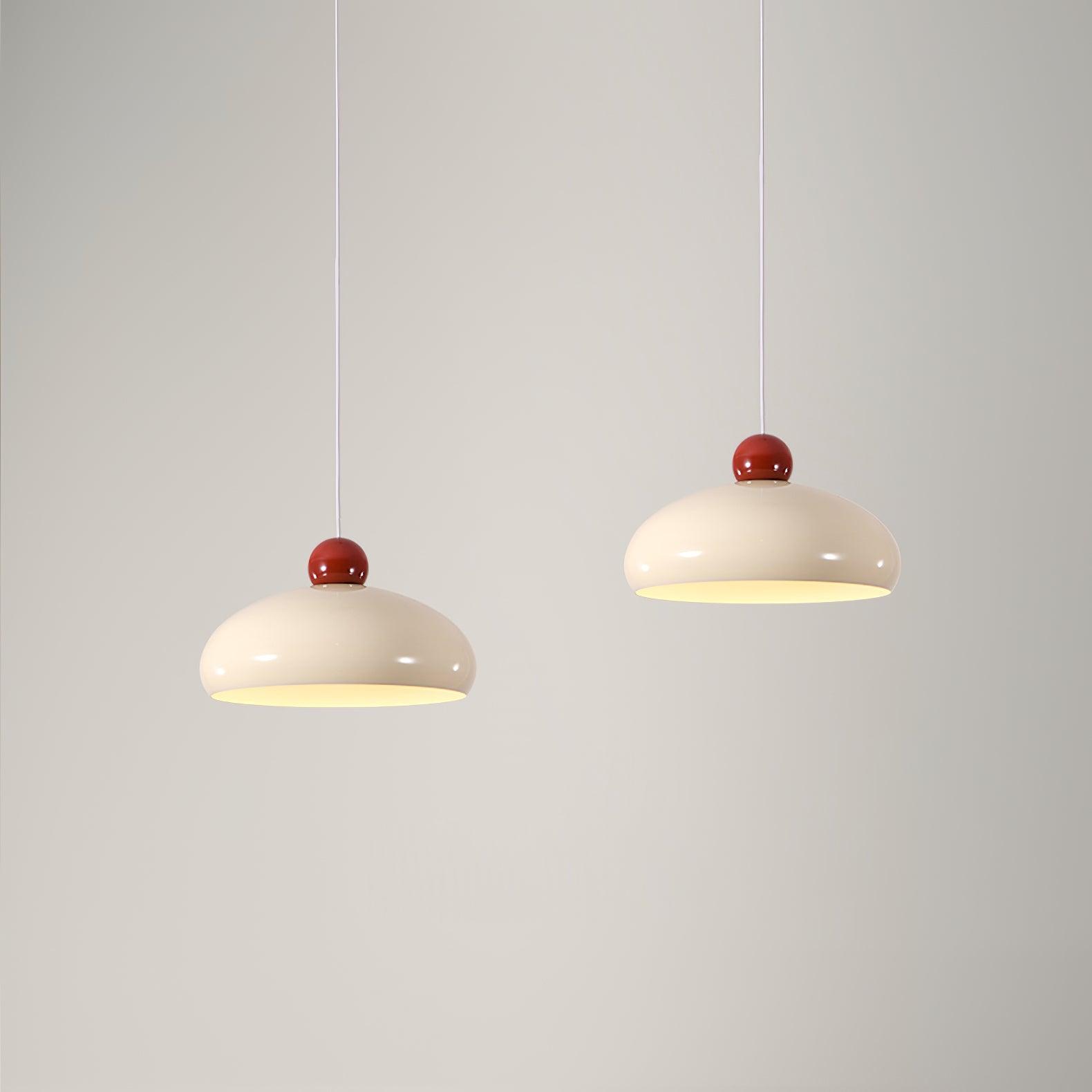 Pendant Light Dome Shade White Red - Neutralighting