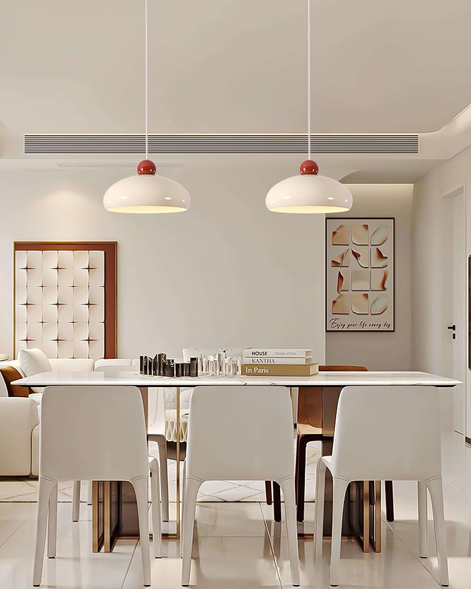 Pendant Light Dome Shade White Red - Neutralighting