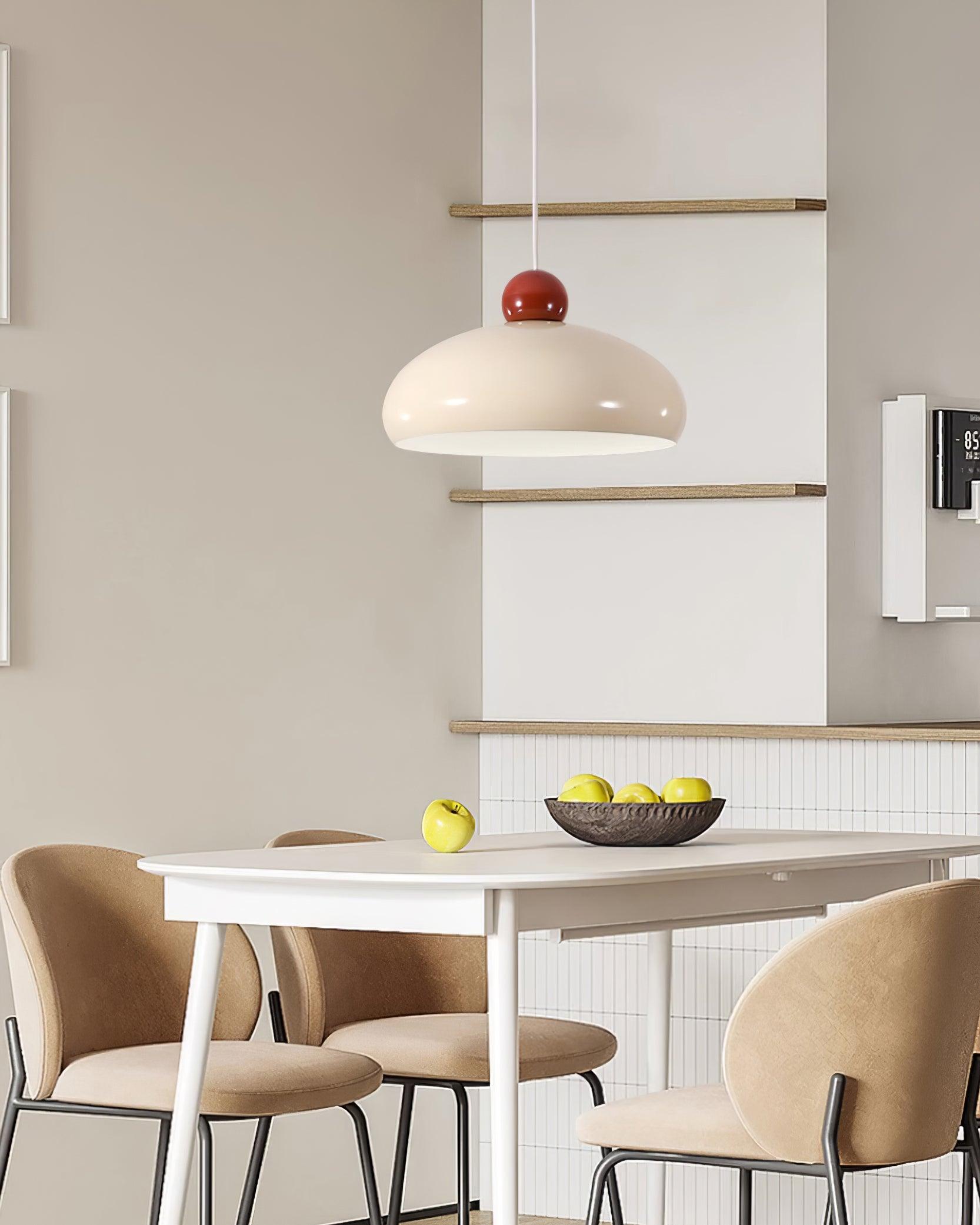 Pendant Light Dome Shade White Red - Neutralighting