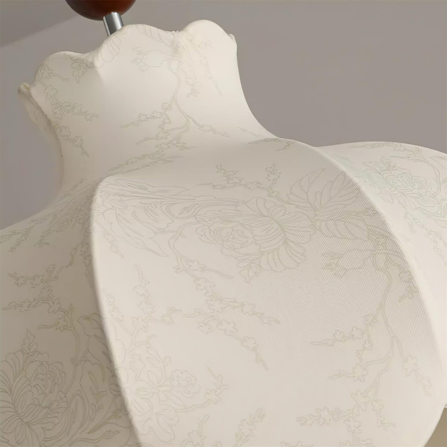 Pendant Lamp Fabric Shade Wood Accents Vintage for Living Room - Neutralighting