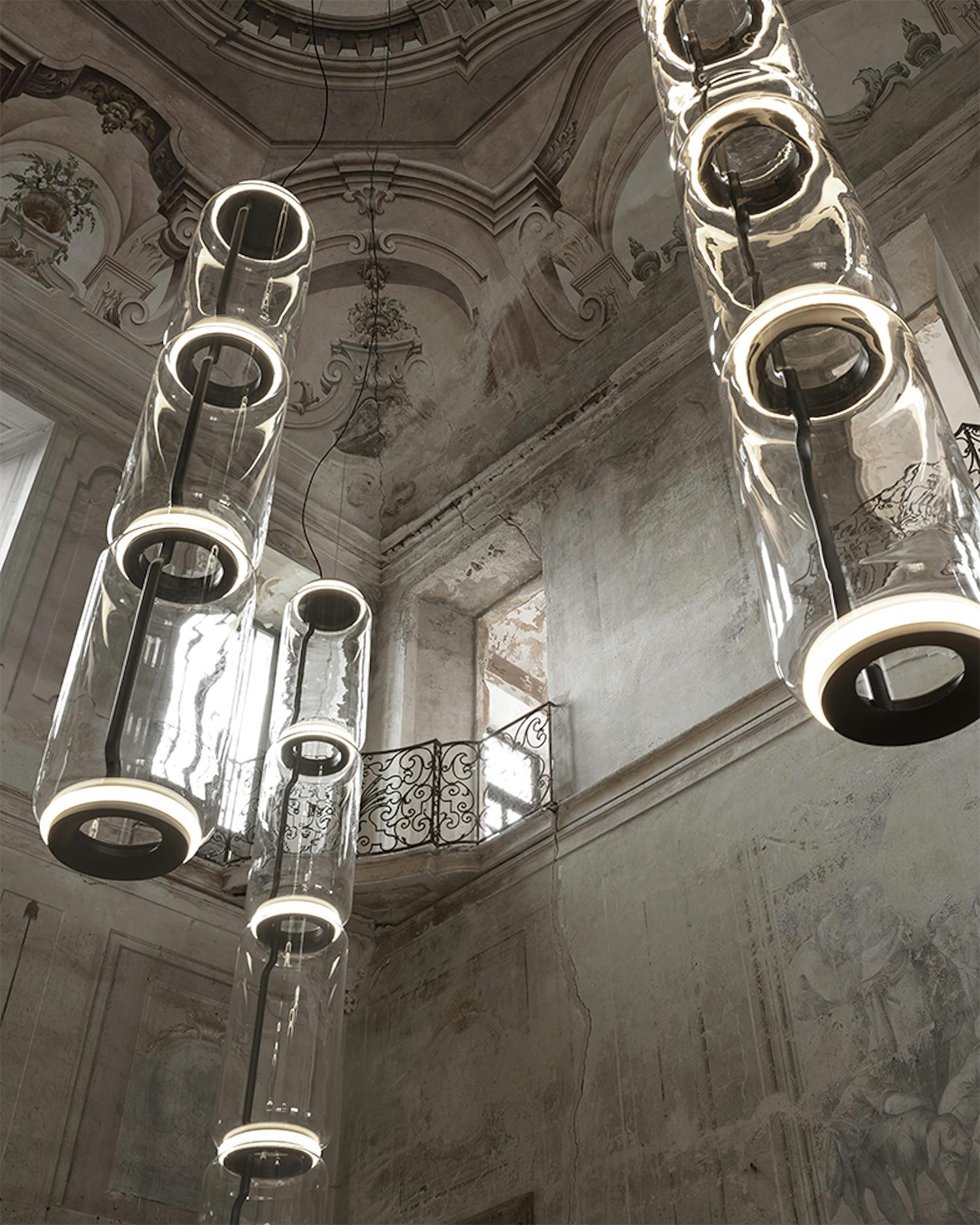 Virelo Stacked Glass Cylinder Pendant Light - Neutralighting