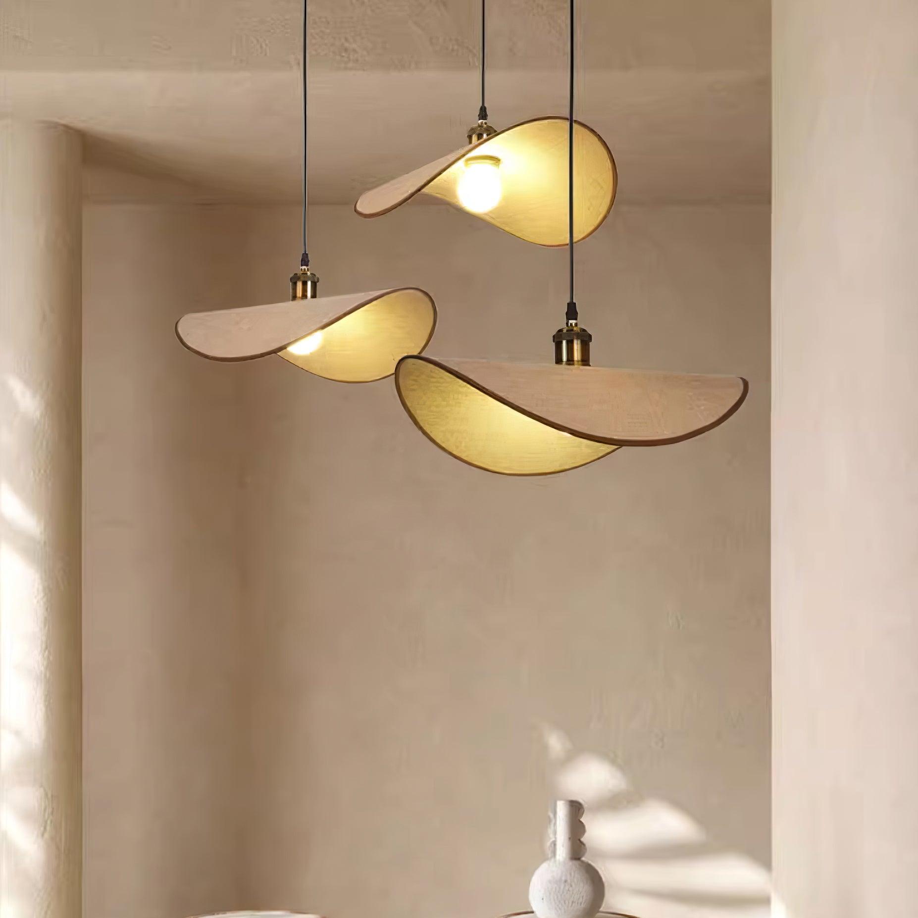 Pendant Lamp Linen Fabric Shade Wood - Neutralighting