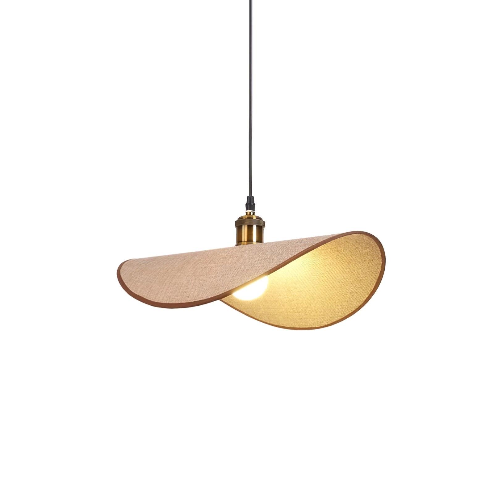 Pendant Lamp Linen Fabric Shade Wood - Neutralighting