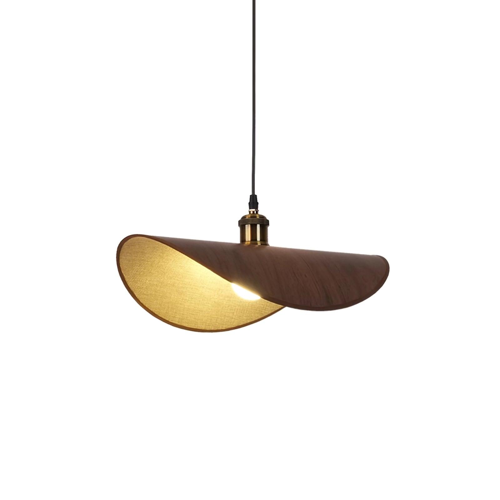 Pendant Lamp Linen Fabric Shade Wood - Neutralighting