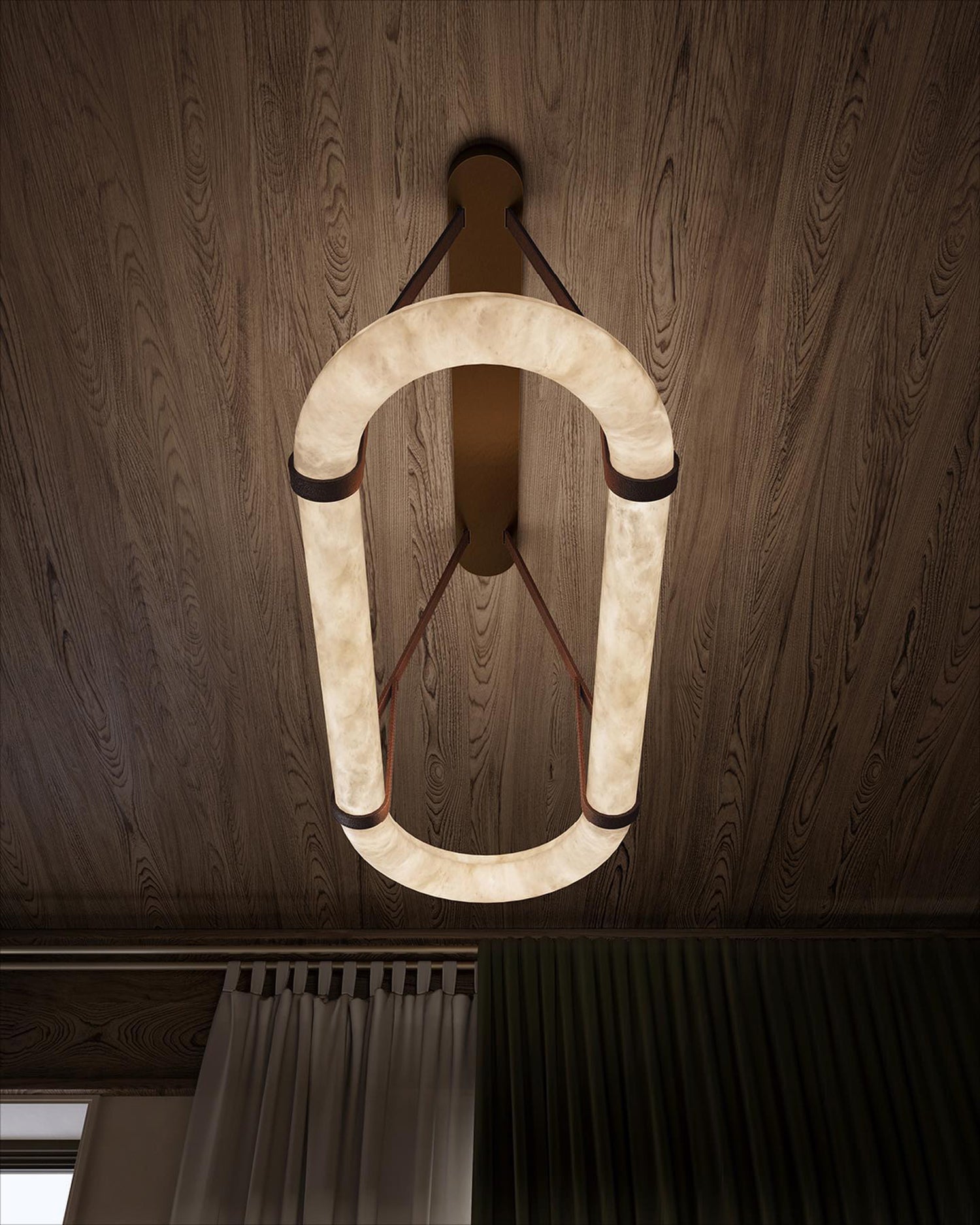 Kurve Chandelier Alabaster Ring Artificial leather - Neutralighting