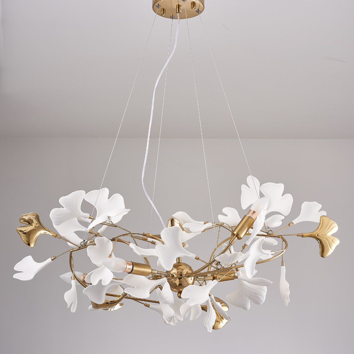 Olivia Luxury Ceramic Chandelier Large Foyer, Gingko leaf, Living Room - Neutralighting