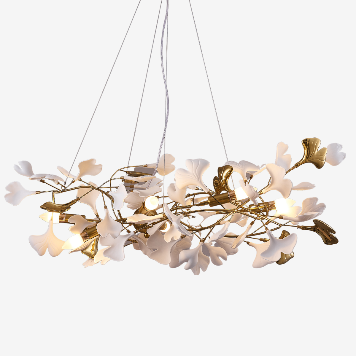 Olivia Luxury Ceramic Chandelier Large Foyer, Gingko leaf, Living Room - Neutralighting
