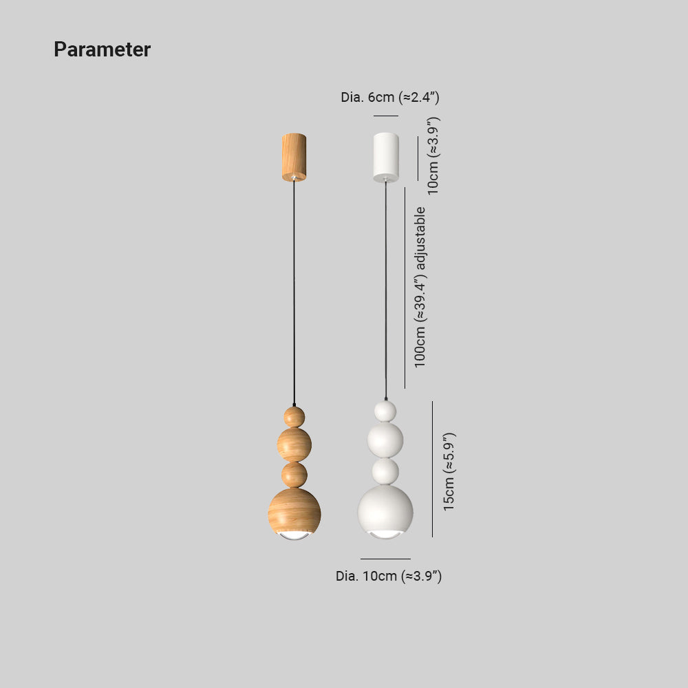 Muto Vintage LED Pendant Globe Light White Metal Wood Bedroom - Neutralighting