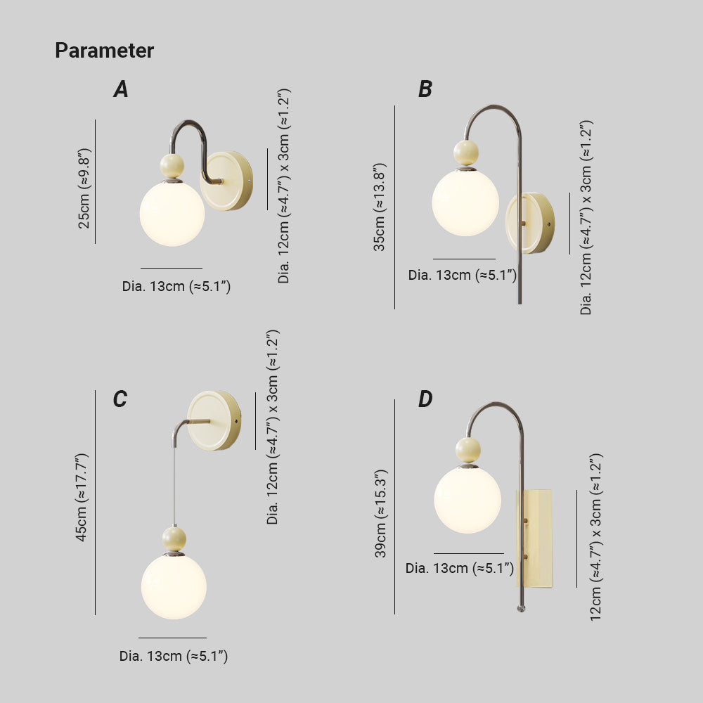 Valentina Modern LED Indoor Wall Lamp Red/Coffee Metal/Glass Bedroom