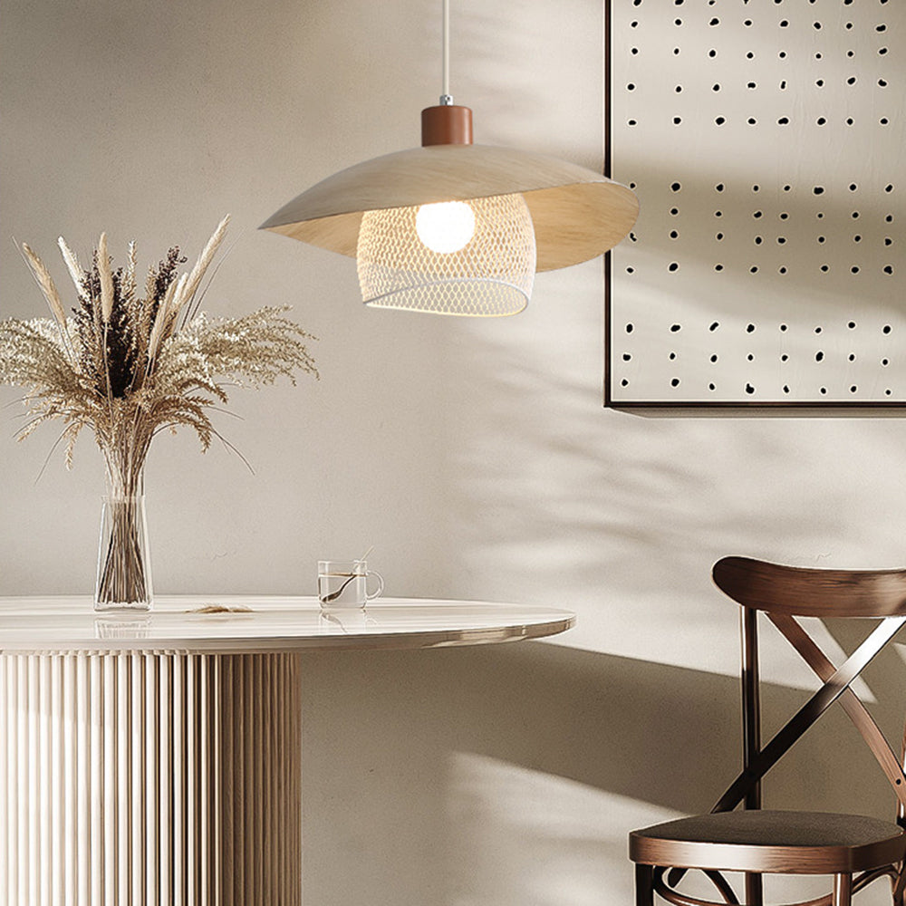 Arisha Modern LED Pendant Light Beige/Green/Wood Dining Room - Neutralighting