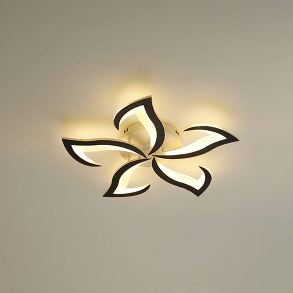 Arisha Elegant Flower Flush Mount Ceiling Light, White/Black - Neutralighting