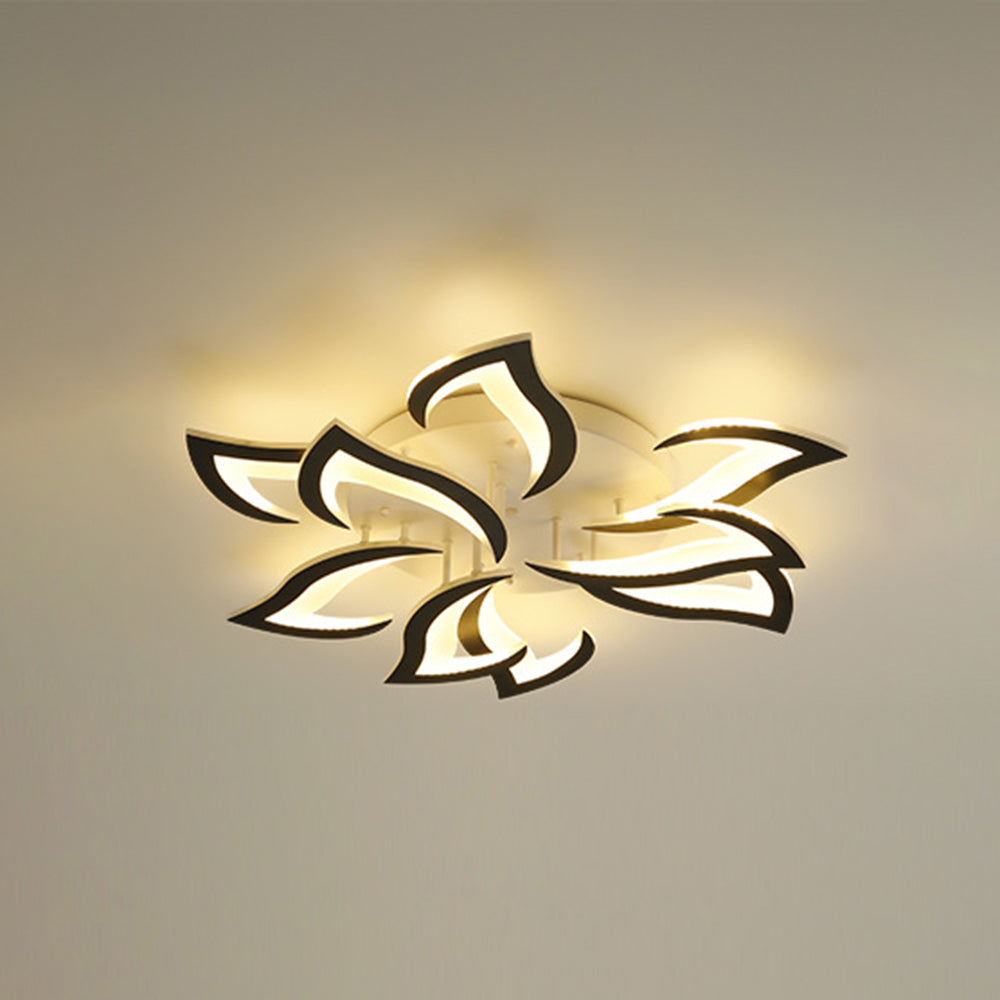 Arisha Elegant Flower Flush Mount Ceiling Light, White/Black - Neutralighting