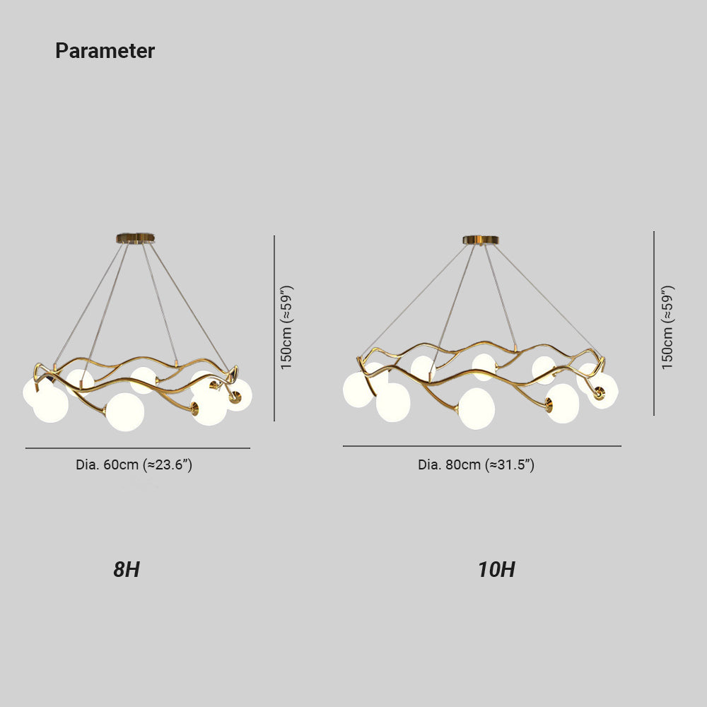 Valentina Modern Designe Wave Metal/Glass Pendant Light, White/Gold - Neutralighting