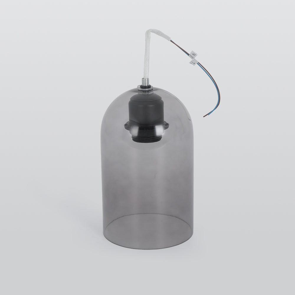 Valentina Modern Cylinder Semi-Flush Mount Clear Glass Ceiling Light, Cognac/Grey - Neutralighting