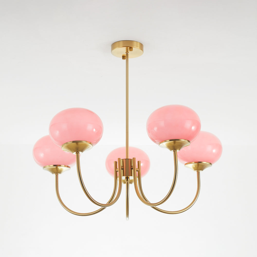 Valentina Retro Art Deco Globe Chandelier, White/Pink/Beige - Neutralighting
